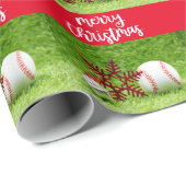 Kerst van de honkbal met bal en Snowflake Cadeaupapier (Rol Hoek)