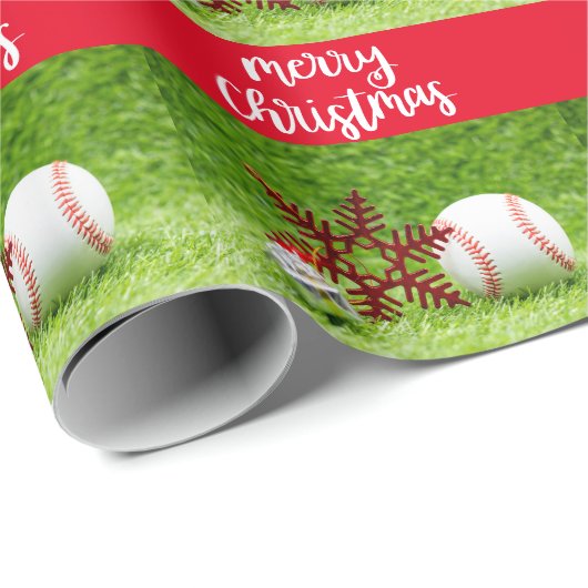 Kerst van de honkbal met bal en Snowflake Cadeaupapier (Rol Hoek)