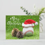 Kerst van de honkbal met kersthoed feestdagenkaart (Staand voorkant)