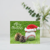 Kerst van de honkbal met kersthoed feestdagenkaart (Staand voorkant)
