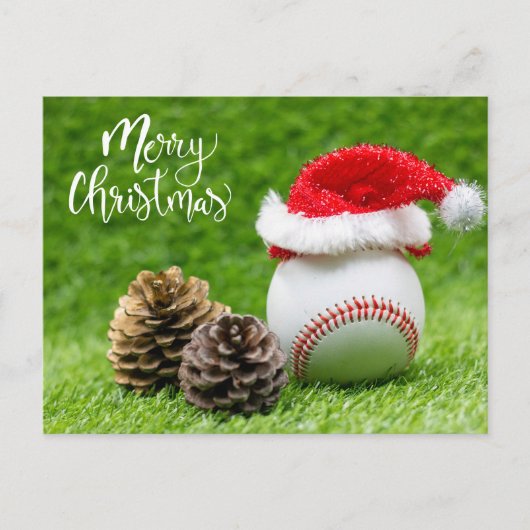 Kerst van de honkbal met kersthoed feestdagenkaart (Voorkant)
