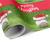 Kerst van de honkbal met kerstmis op groen cadeaupapier (Rol Hoek)