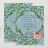 Kerst van de Hout Rehearsal Dinner Kaart (Voorkant / Achterkant)