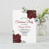 Kerst van de Kantoor van Burgundy Red Rose Kaart (Staand voorkant)