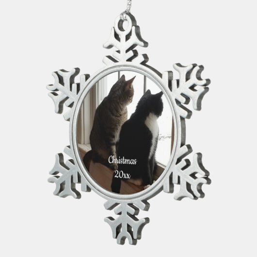 Kerst van de kat tin sneeuwvlok ornament (Rechts)