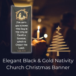 Kerst van de Kerk van de Elegant Black & Gold Nati Spandoek