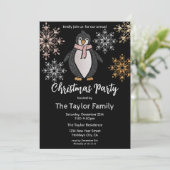 Kerst van de kerst in Glitter Cute Penguin Kaart (Staand voorkant)
