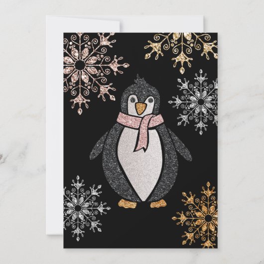 Kerst van de kerst in Glitter Cute Penguin Kaart (Achterkant)
