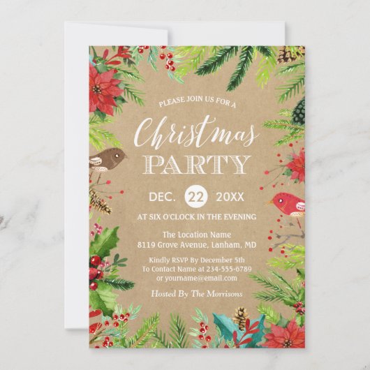 Kerst van de kerstfeestdag in Floral Kraft Kaart (Voorkant)