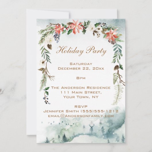 Kerst van de kerstfeestdag van de magische bosboom kaart (Achterkant)