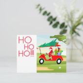 Kerst van de kerstman met een golfkarretje met boo feestdagenkaart (Staand voorkant)