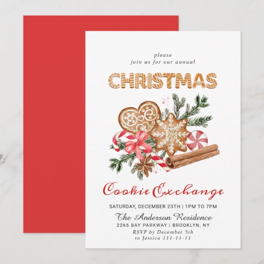 Kerst van de Koekjesbeurs van het Huis van Gingerb Kaart (Voorkant / Achterkant)