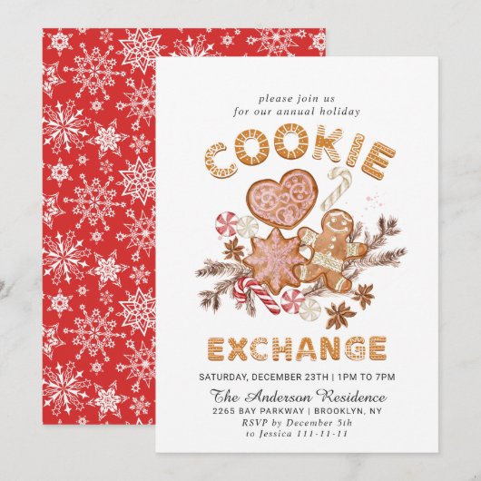 Kerst van de Koekjesbeurs van het Huis van Gingerb Kaart (Voorkant / Achterkant)