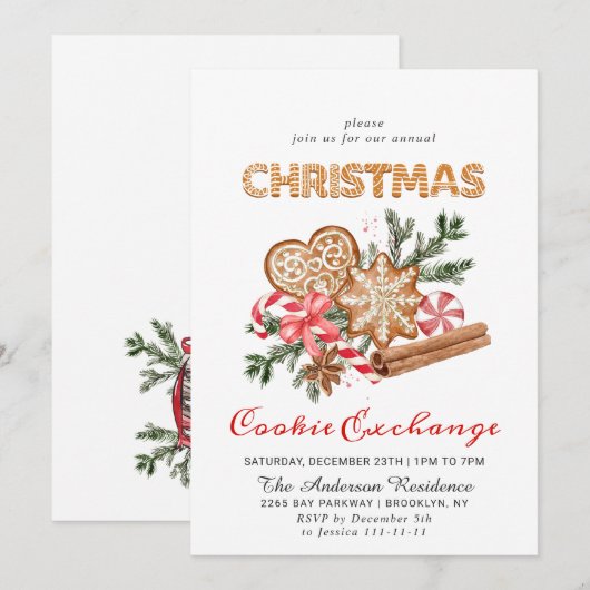 Kerst van de Koekjesbeurs van het Huis van Gingerb Kaart (Voorkant / Achterkant)