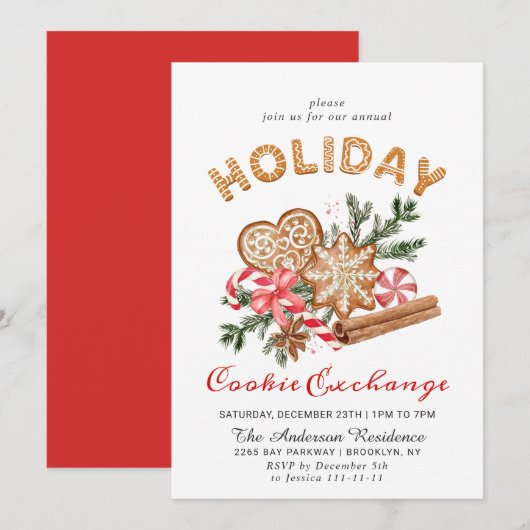 Kerst van de Koekjesbeurs van het Huis van Gingerb Kaart (Voorkant / Achterkant)