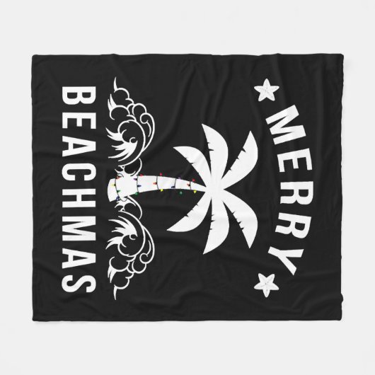Kerst van de Merry Beachmas palmboom Fleece Deken (Voorkant (Horizontaal))