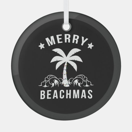 Kerst van de Merry Beachmas palmboom Glas Ornament (Voorkant)