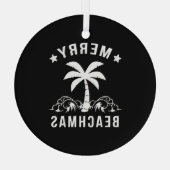Kerst van de Merry Beachmas palmboom Glas Ornament (Achterkant)