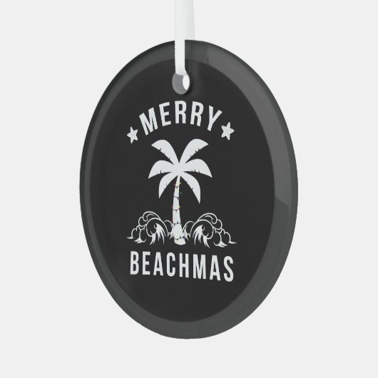 Kerst van de Merry Beachmas palmboom Glas Ornament (Voorkant links)