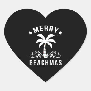 Kerst van de Merry Beachmas palmboom Hart Sticker