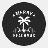 Kerst van de Merry Beachmas palmboom Ronde Sticker (Voorkant)