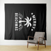 Kerst van de Merry Beachmas palmboom Wandkleed (In Situ (horizontaal))