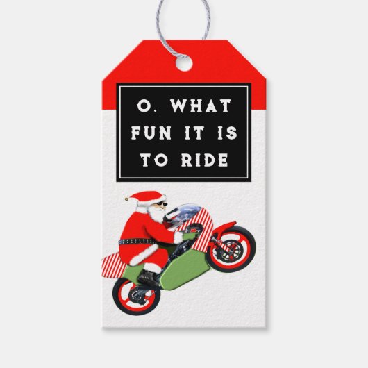 Kerst van de motorfiets cadeaulabel (Voorkant)