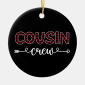 Kerst van de neef-koeienvanger Buffalo-patroonfami Keramisch Ornament (Voorkant)