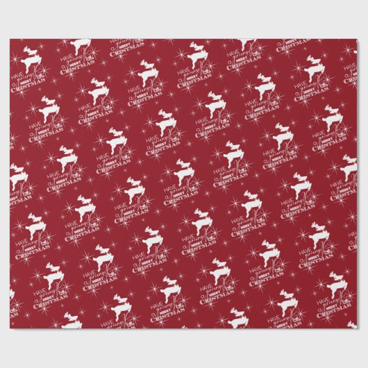 Kerst van de rendierziekte van Magic Flying (rood) Cadeaupapier (Vlak)