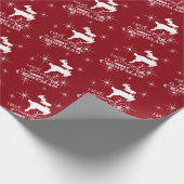 Kerst van de rendierziekte van Magic Flying (rood) Cadeaupapier (Hoek)