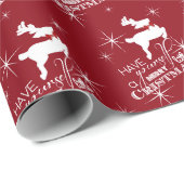 Kerst van de rendierziekte van Magic Flying (rood) Cadeaupapier (Rol Hoek)