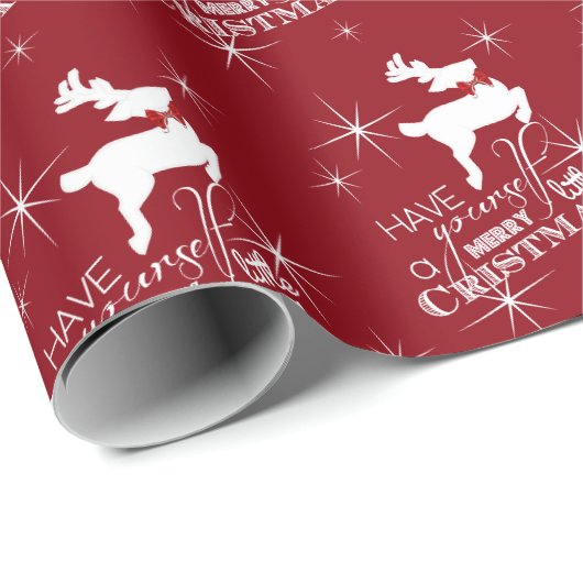 Kerst van de rendierziekte van Magic Flying (rood) Cadeaupapier (Rol Hoek)