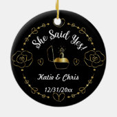 Kerst van de ring van het verloving, Persoonlijke  Keramisch Ornament (Achterkant)