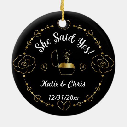 Kerst van de ring van het verloving, Persoonlijke  Keramisch Ornament (Achterkant)