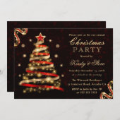 Kerst van de rode en goudblauwe lint kaart (Voorkant / Achterkant)