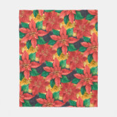 Kerst van de rode en gouden Poinsettias Fleece Deken (Voorkant)