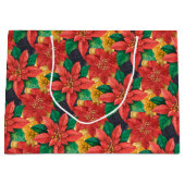 Kerst van de rode en gouden Poinsettias Groot Cadeauzakje (Voorkant)