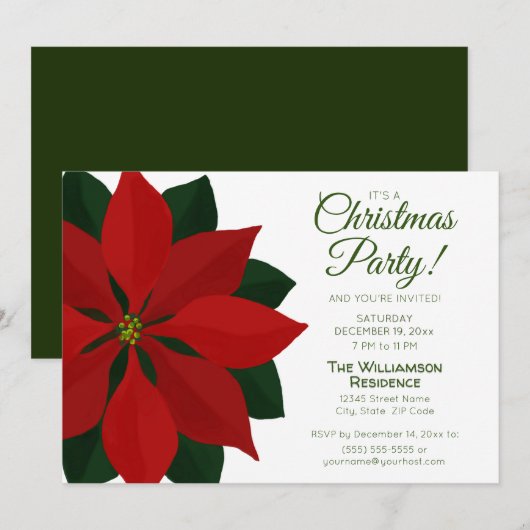 Kerst van de rode en groene Poinsettia Kaart (Voorkant / Achterkant)