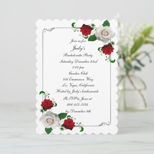 Kerst van de rode en witte rozen kaart (Staand voorkant)