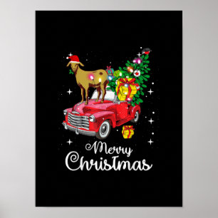Kerst van de rode kerst met geitenbont poster
