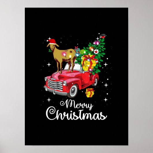 Kerst van de rode kerst met geitenbont poster (Voorkant)