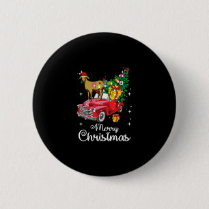 Kerst van de rode kerst met geitenbont ronde button 5,7 cm