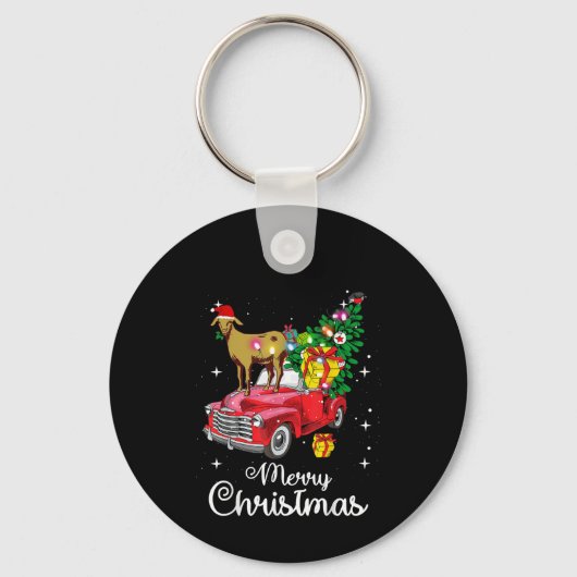 Kerst van de rode kerst met geitenbont sleutelhanger (Voorkant)