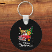 Kerst van de rode kerst met geitenbont sleutelhanger (Voorkant)