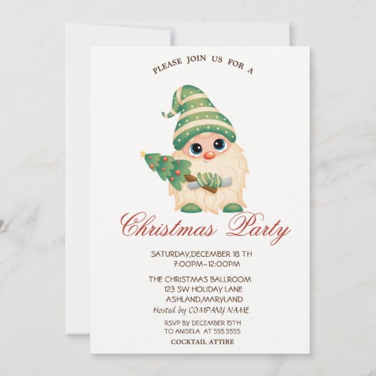 Kerst van de Rode Kerst van de Gnoome Kerst Kaart (Voorkant)