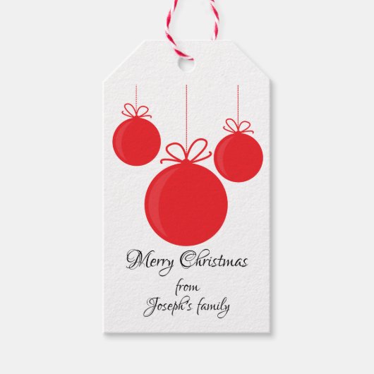 Kerst van de rode ornamenten cadeaulabel (Voorkant)