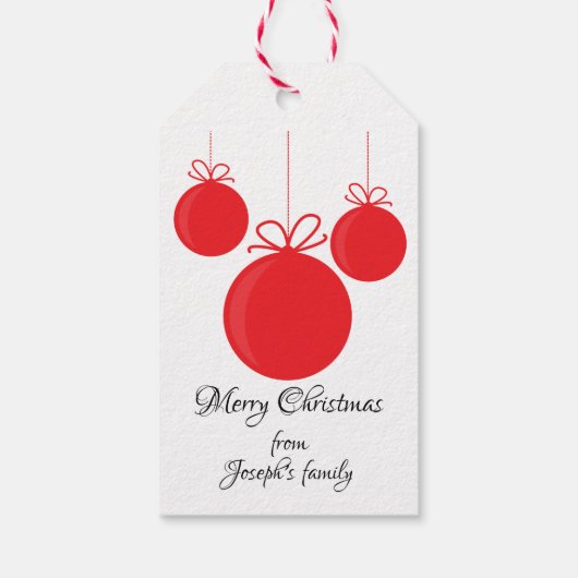 Kerst van de rode ornamenten cadeaulabel (Achterkant)