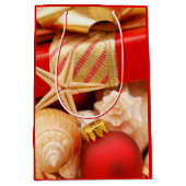Kerst van de Starfish and Zee Shell bij het strand Medium Cadeauzakje (Voorkant)