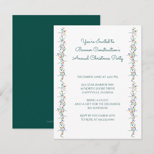 Kerst van de Starfish String of Lights Border Kaart (Voorkant / Achterkant)