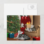 Kerst van de Tabby-familie Feestdagenkaart (Voorkant / Achterkant)